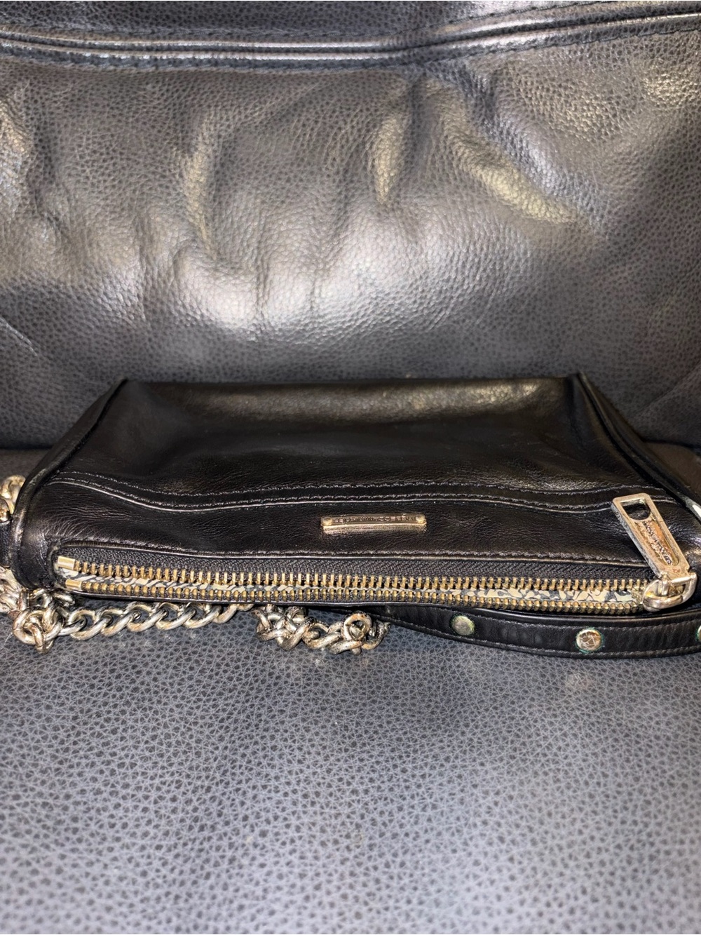 Rebecca Minkoff Black Leather Chain Strap Crossbody with Gold Hardware - Picture 5 of 11